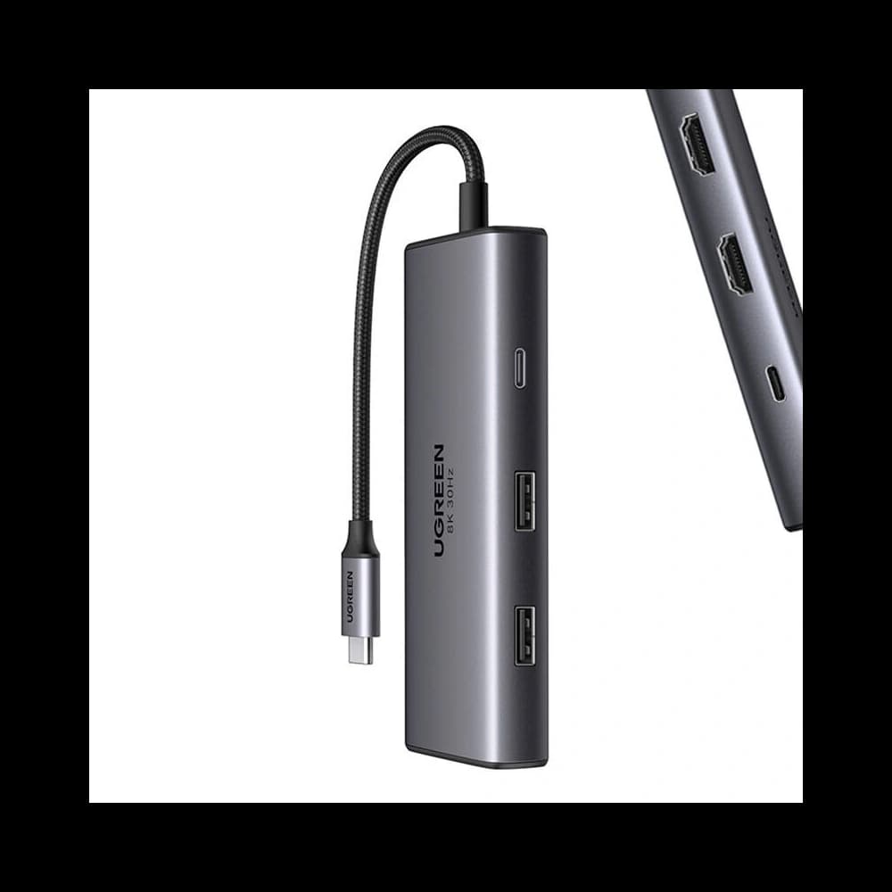 HUB UGREEN CM498 adaptér 6v1 USB-C / 2x USB-A 3.0, USB-C 3.0, 2xHDMI, PD - 1