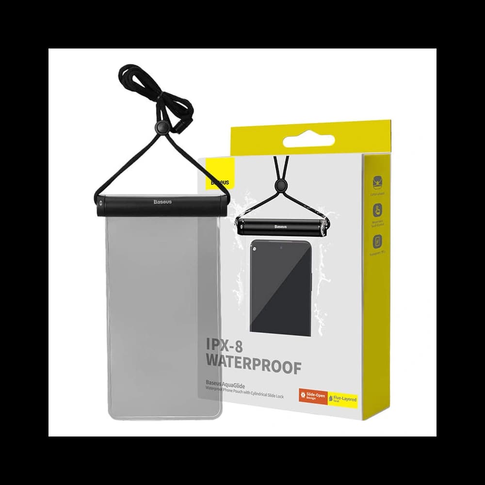 Univerzální voděodolné pouzdro Baseus AquaGlide s cylindrickým zámkem (černé) - 1
