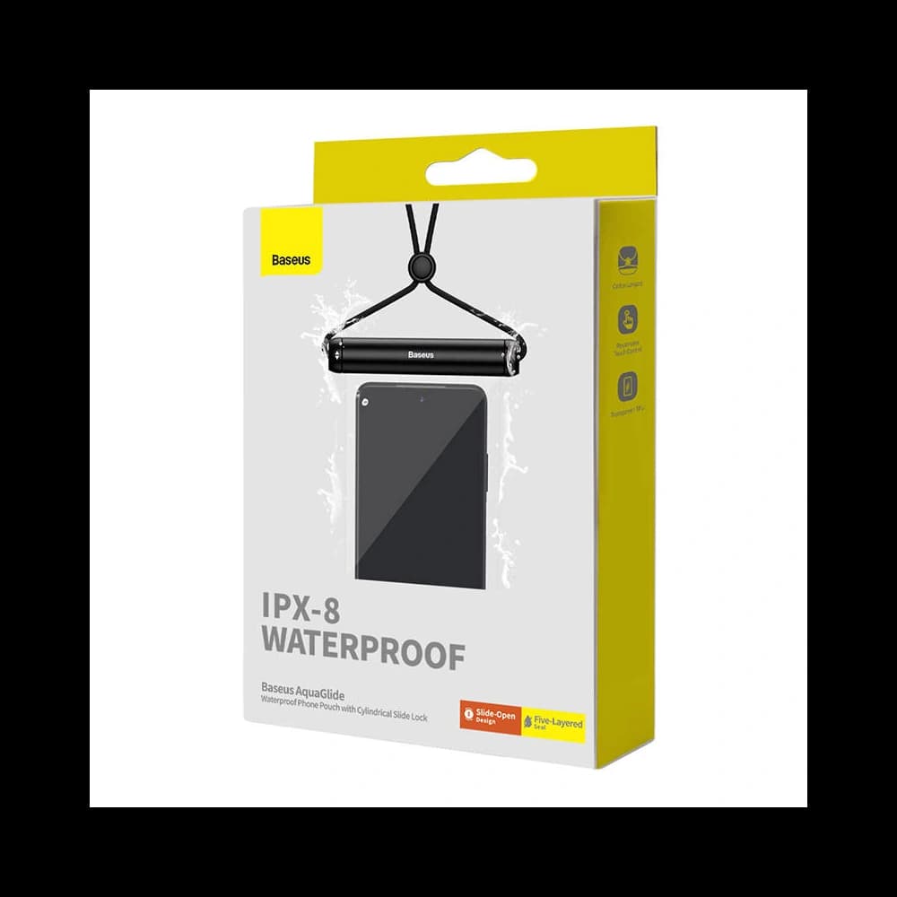 Univerzální voděodolné pouzdro Baseus AquaGlide s cylindrickým zámkem (černé) - 5