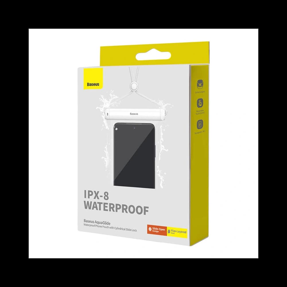 Univerzální voděodolné pouzdro Baseus AquaGlide s cylindrickým zámkem (bílé) - 7