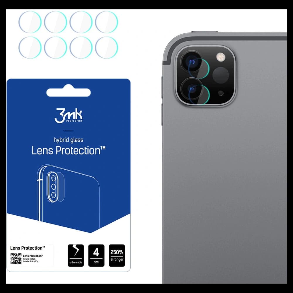 Szkło hybrydowe na obiektyw aparatu 3MK Lens Protection Apple iPad Pro 12.9 2021 (5. generacji) [4 PACK] - 1