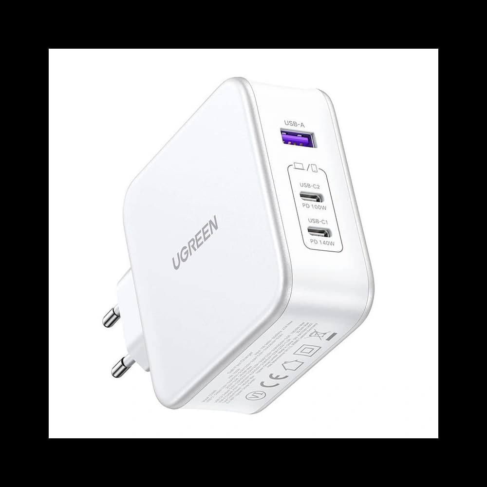 UGREEN CD289 Nexode network charger 2xUSB-C, 1xUSB-A 3.0, PD3.1, QC4.0, GaN, 140W (white) - 2