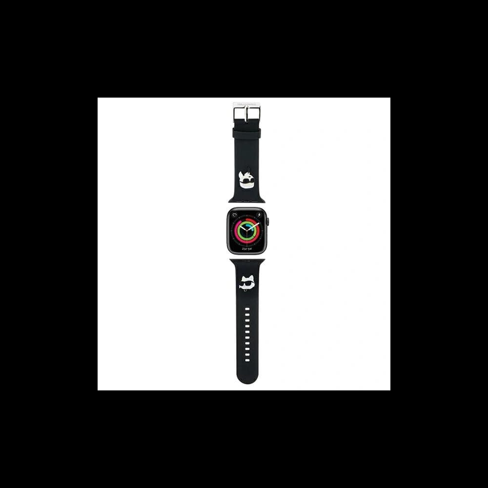 Karl Lagerfeld KLAWLSLKCNK Apple Watch 4/5/6/7/SE/8/9/Ultra 44/45/49mm Armband 3D Gummi Karl&Choupette Köpfe schwarz/black - 1