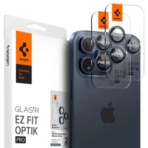 Spigen Optik.tr ez Fit Camera Protector Apple iPhone 14 Pro / Max / 15 Pro / Max / 16 Pro / Max / 17 Pro / Max Blue Titanium [2 PACK]