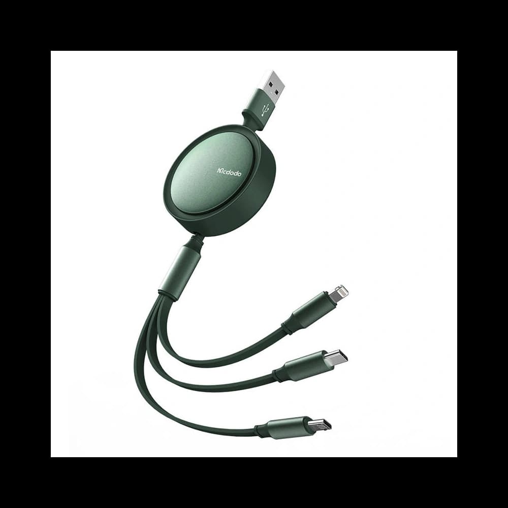 Mcdodo CA-7251 3-in-1 USB-A / Lightning, USB-C, microUSB coiled cable 1.2m green - 5