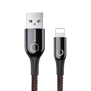 Lightning Cable with LED Lamp Baseus C-shaped 2.4A 1m Black
