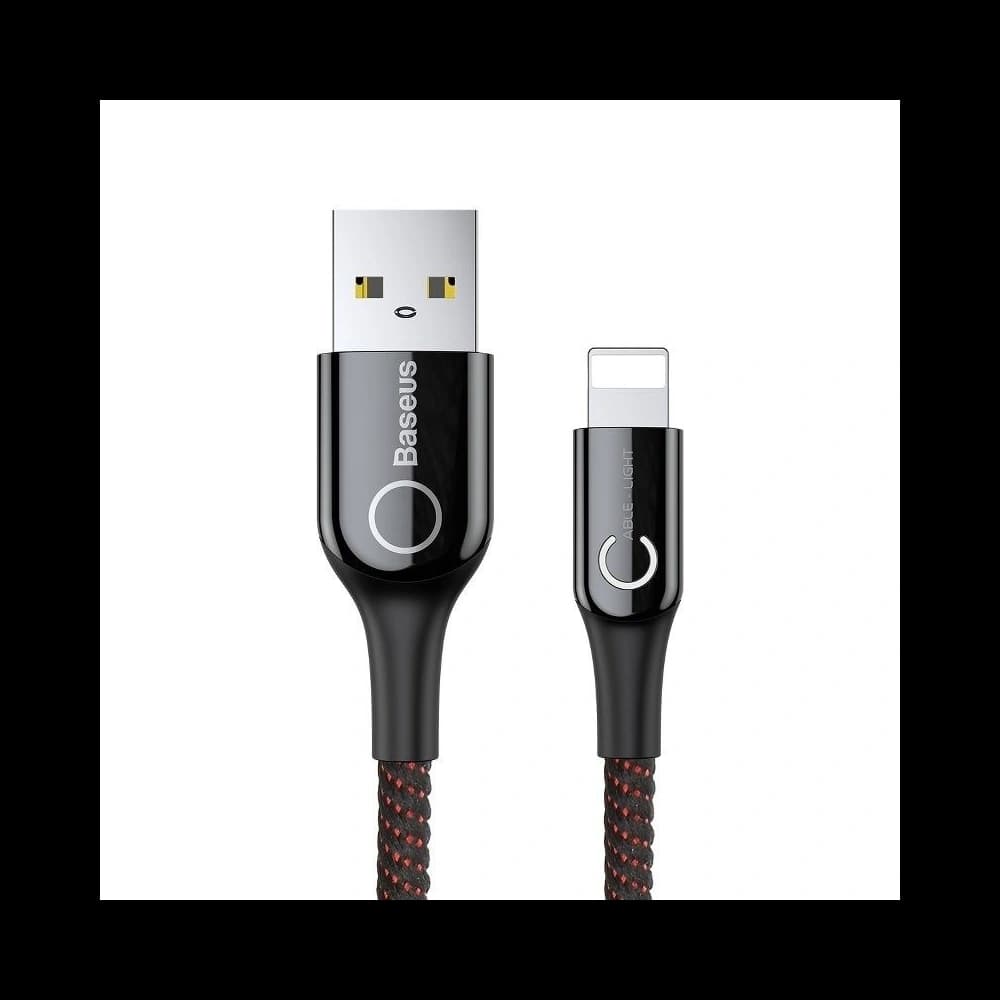 Lightning Cable with LED Lamp Baseus C-shaped 2.4A 1m Black - 1