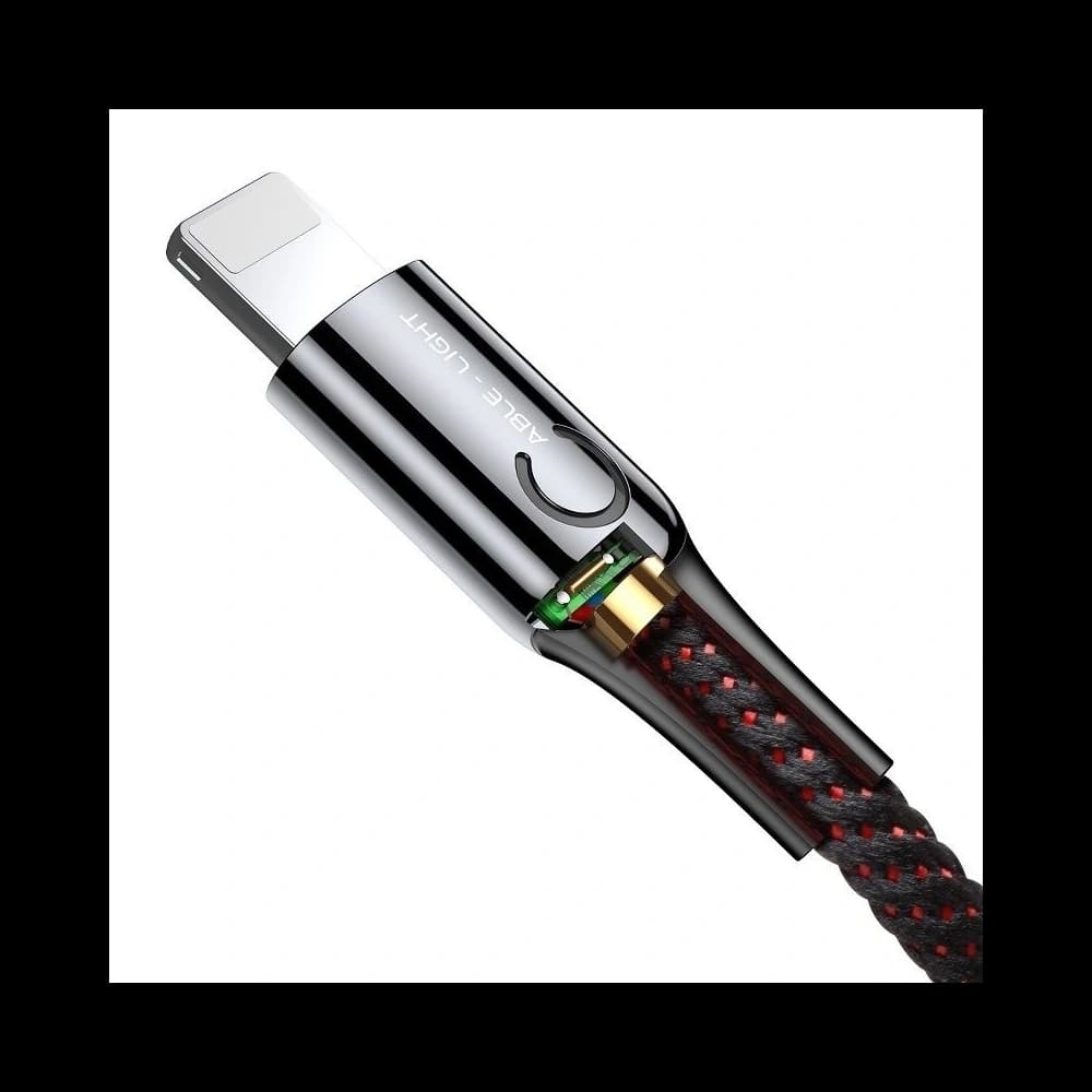 Lightning Cable with LED Lamp Baseus C-shaped 2.4A 1m Black - 3