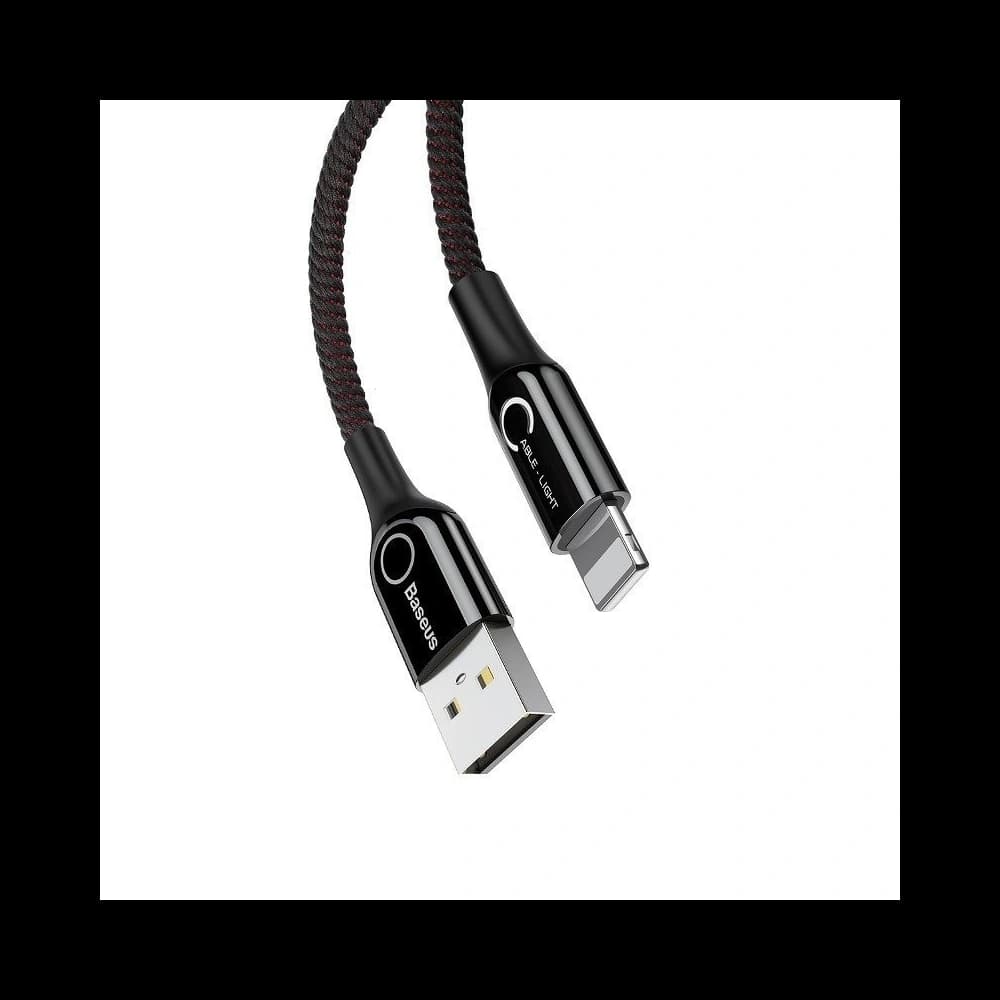 Lightning Cable with LED Lamp Baseus C-shaped 2.4A 1m Black - 4