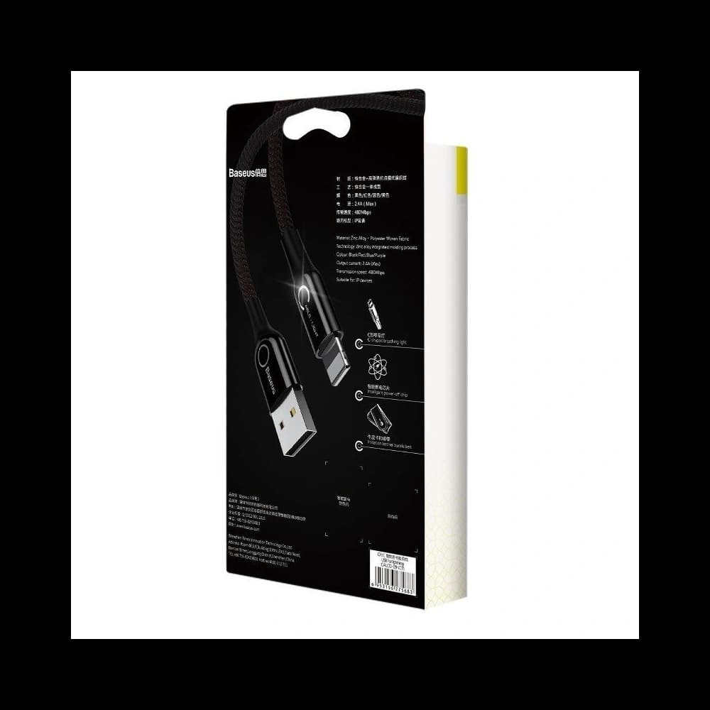Lightning Cable with LED Lamp Baseus C-shaped 2.4A 1m Black - 6