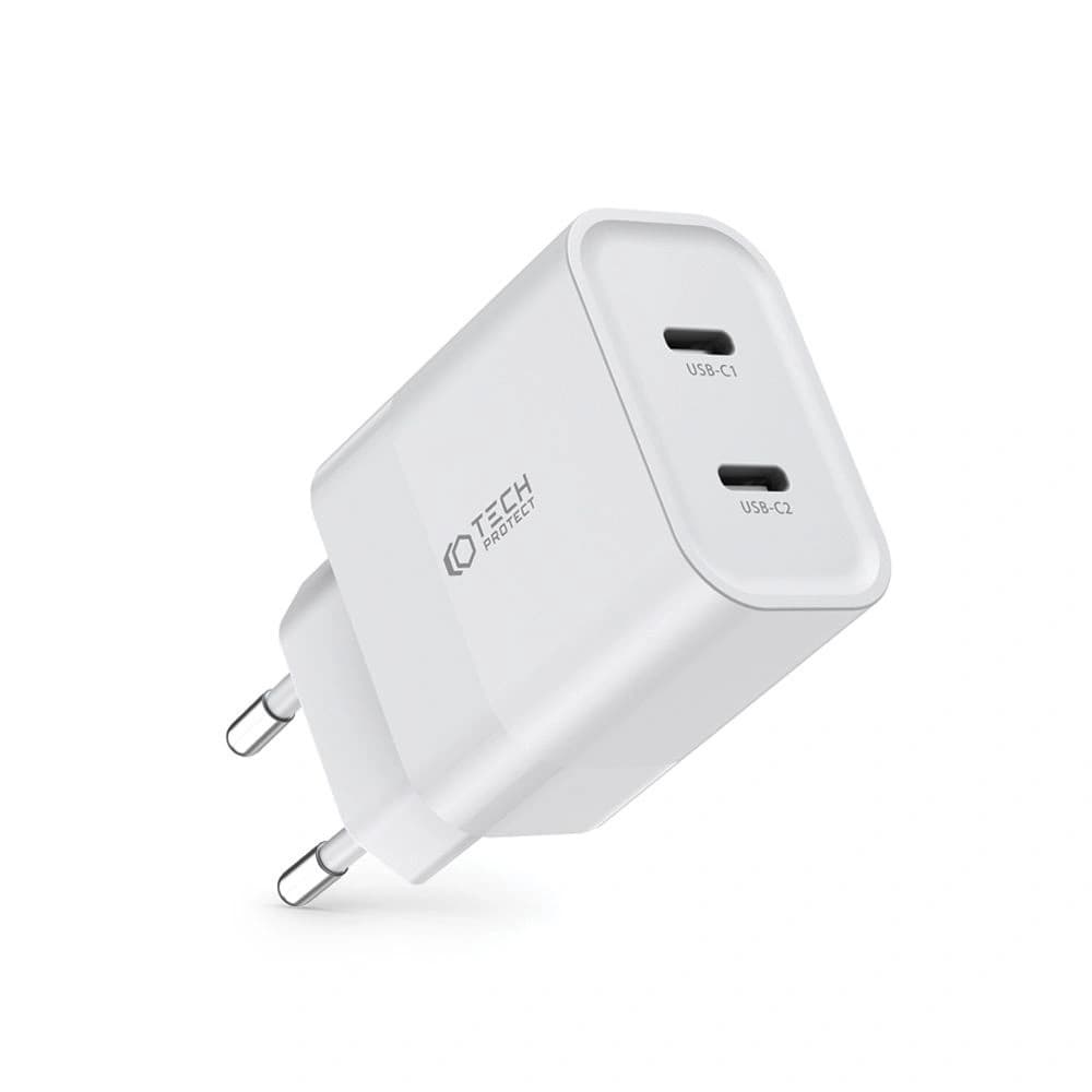 Tech-Protect C20W Network Charger 2xUSB-C, PD, 20W White - 2