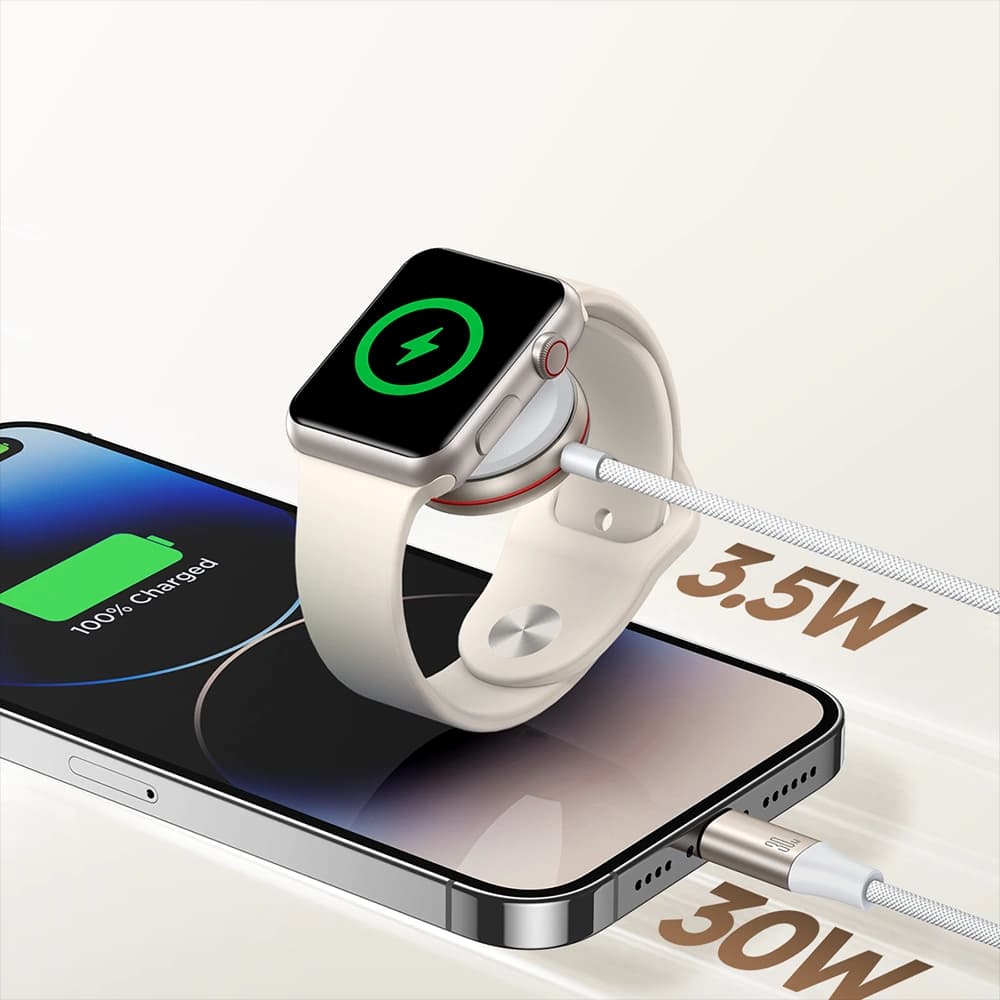 Kabel 2w1 Joyroom S-IW011 USB-C / Lightning, ładowarka indukcyjna do Apple Watch 1.5m biały - 9