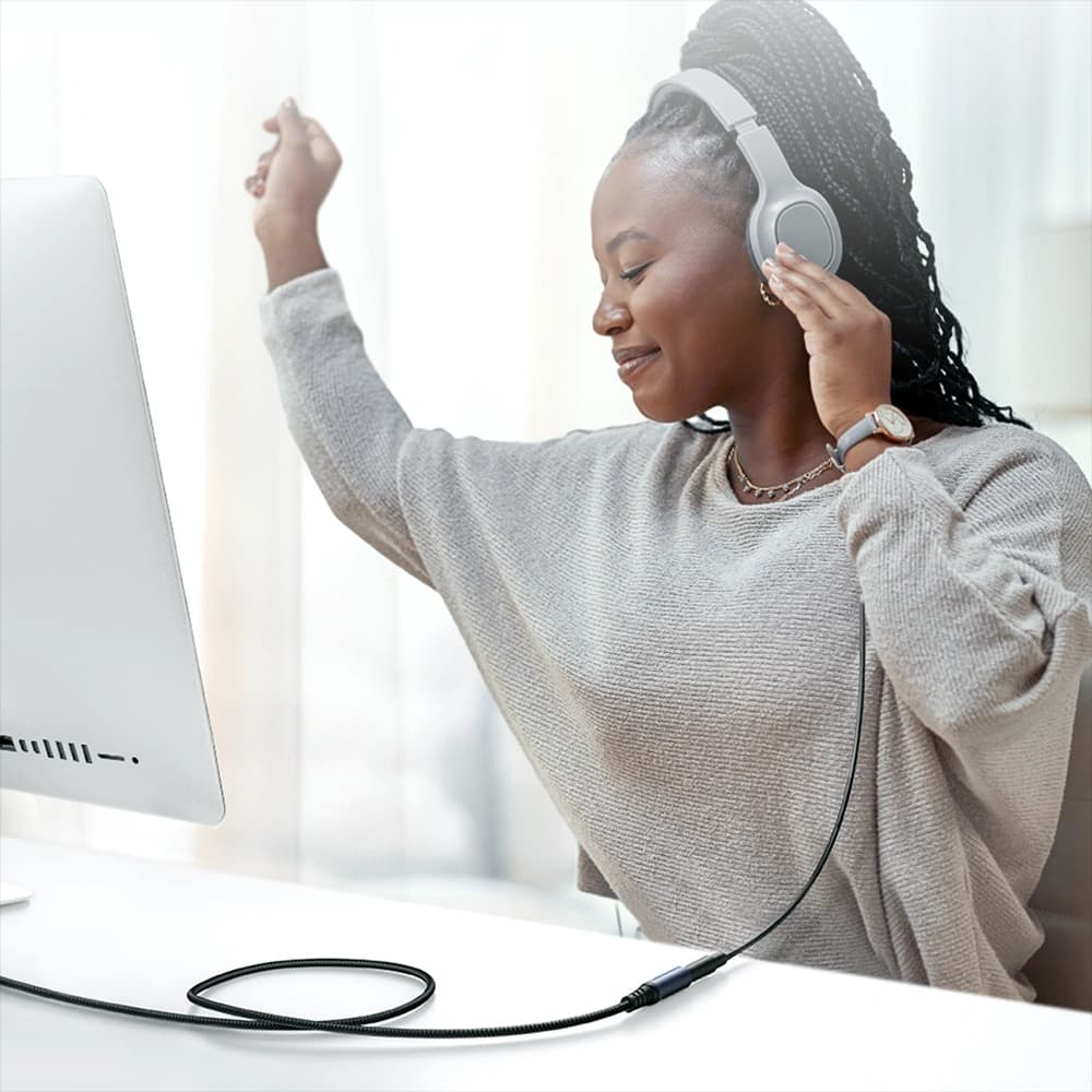 Joyroom SY-A09 cable mini jack 3.5mm female / AUX mini jack 3.5mm male 1.2 m black - 8