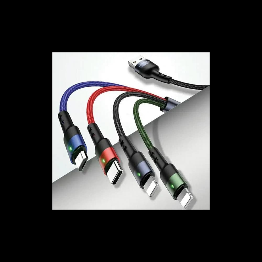 USAMS US-SJ317 4-in-1 cable USB-A / microUSB, USB-C, 2xLightning Fast Charge 2A 1.2m - 1