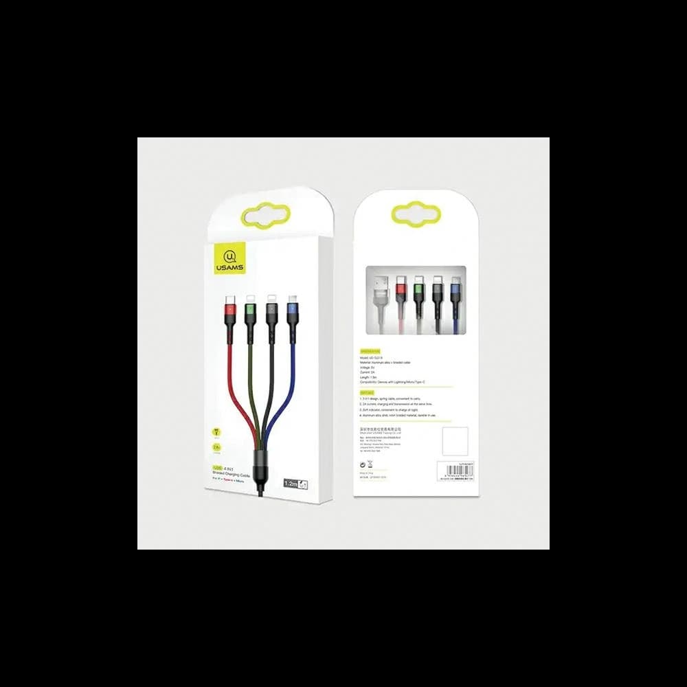 USAMS US-SJ317 4-in-1 cable USB-A / microUSB, USB-C, 2xLightning Fast Charge 2A 1.2m - 3