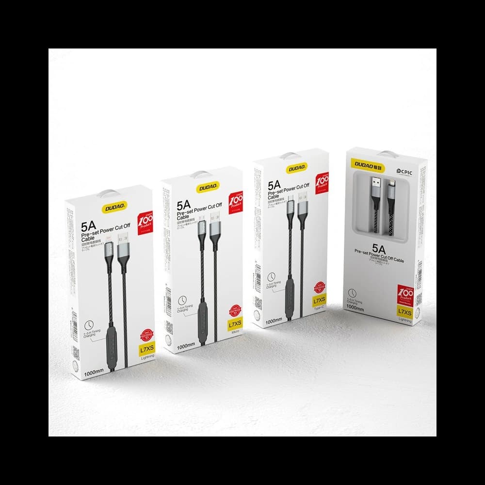 Kabel z timerem Dudao L7xsM USB-A / microUSB 5A 1m czarny - 4