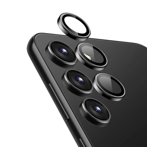 Gehärtetes Glas für die Kameraobjektiv Crong Lens Ring Samsung Galaxy S24+ Plus schwarz
