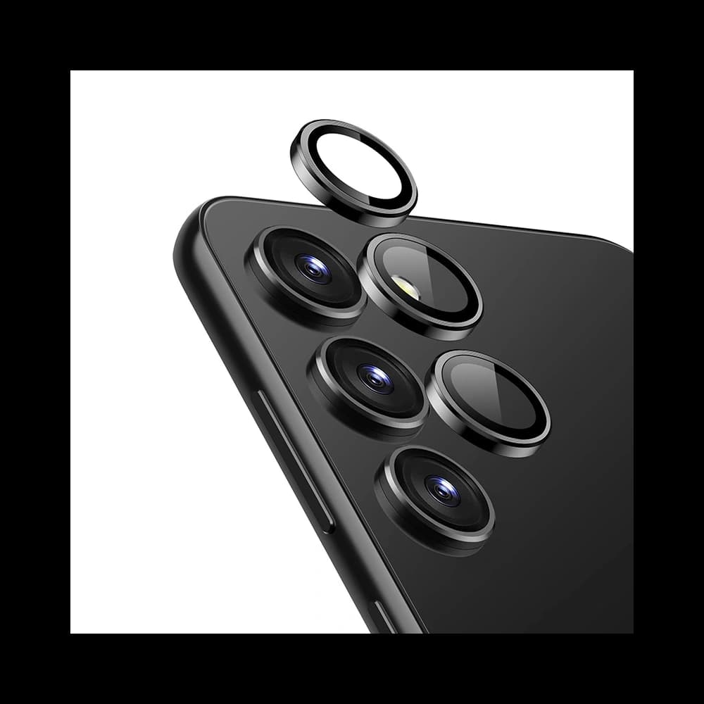 Gehärtetes Glas für die Kameraobjektiv Crong Lens Ring Samsung Galaxy S24+ Plus schwarz - 1