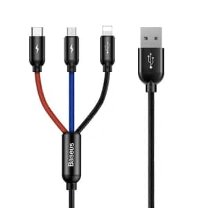 USB Baseus Cable 3in1 USB-C / Lightning / Micro 3A 1,2m Black