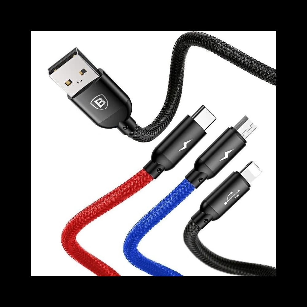 USB Baseus Cable 3in1 USB-C / Lightning / Micro 3A 1,2m Black - 2