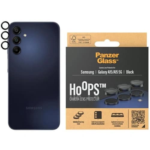 Sklo na objektiv fotoaparátu PanzerGlass Hoops Camera Samsung Galaxy A15 4G / A15 5G černý/black