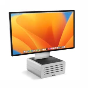 Aluminiowa podstawka Twelve South HiRise Pro pentru iMac și Apple Studio Display cu spațiu de depozitare (argintie)