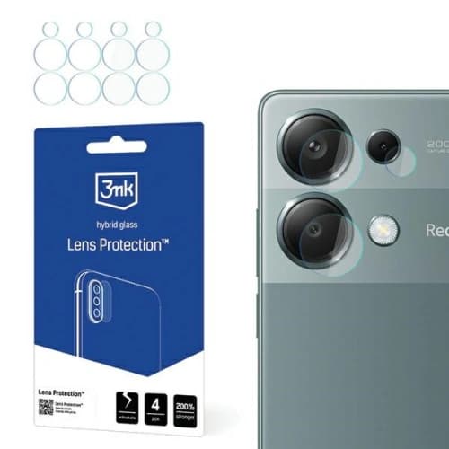 Hybridní sklo na objektiv fotoaparátu 3MK Lens Protect Xiaomi Redmi Note 13 Pro 4G [4 PACK]