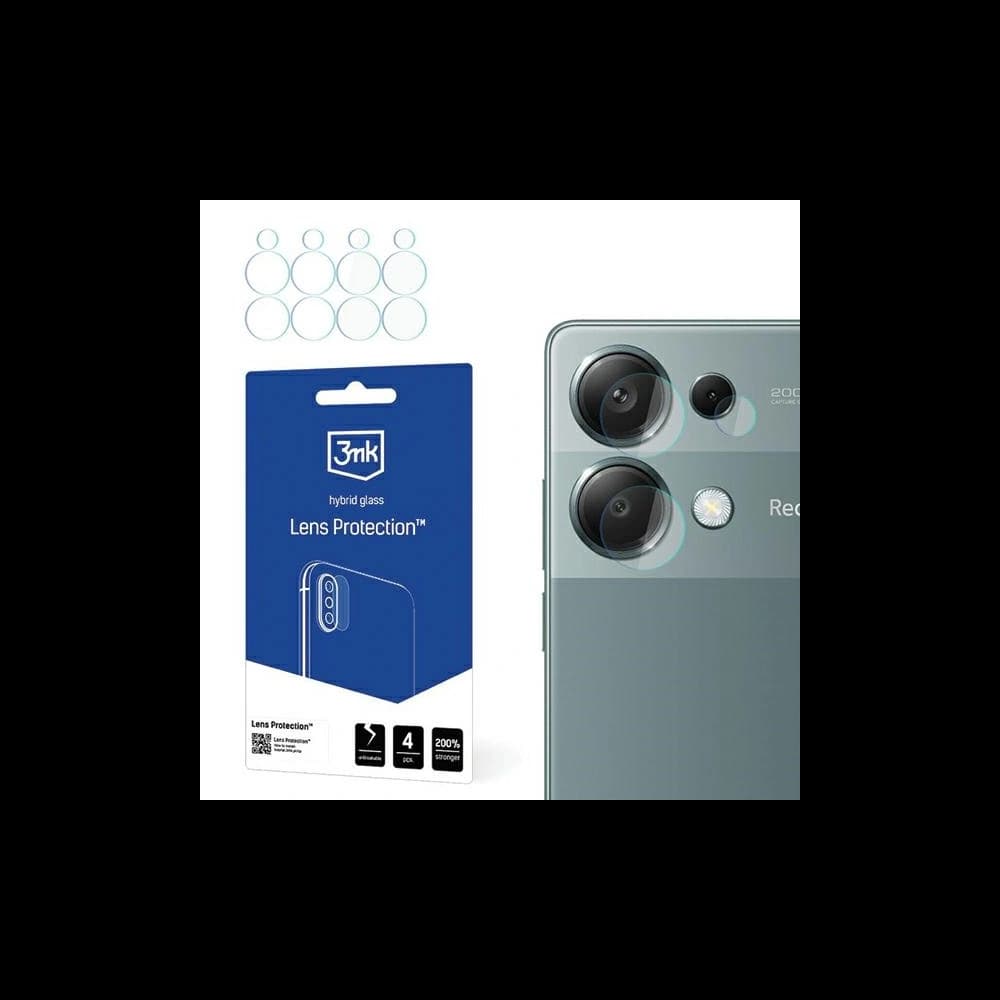 Hybridní sklo na objektiv fotoaparátu 3MK Lens Protect Xiaomi Redmi Note 13 Pro 4G [4 PACK] - 1