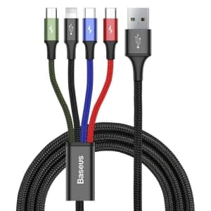Cable USB Baseus Fast 4w1 USB-C / Lightning / 2x Micro 3,5A 1,2m Black