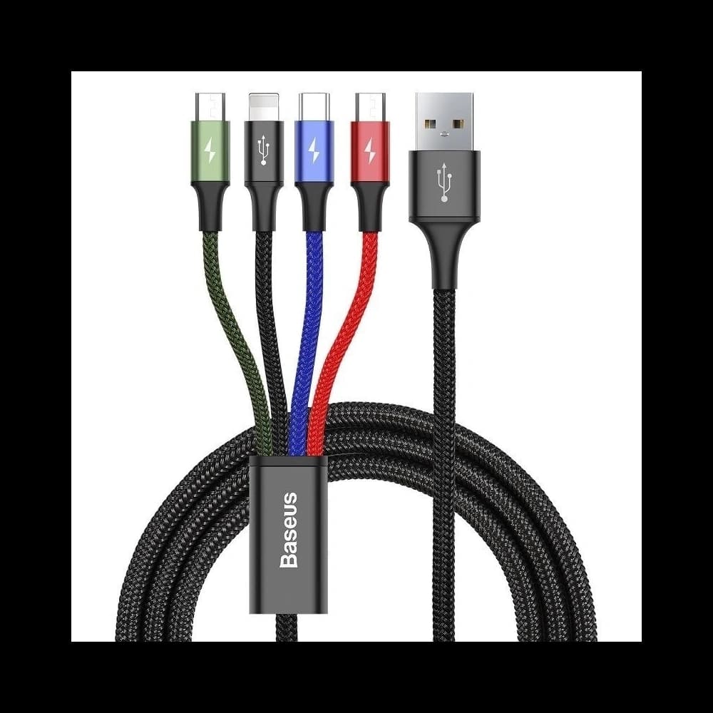Cable USB Baseus Fast 4w1 USB-C / Lightning / 2x Micro 3,5A 1,2m Black - 1