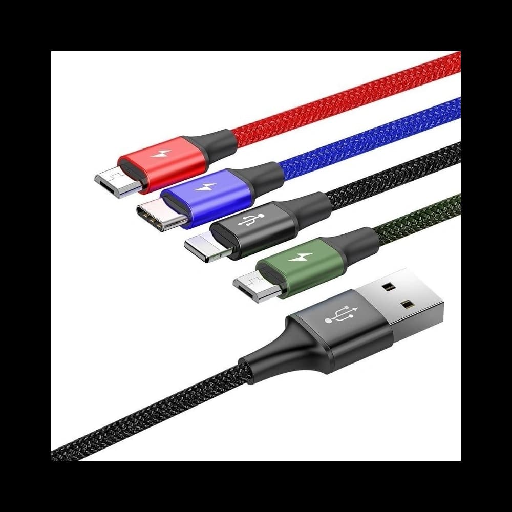Cable USB Baseus Fast 4w1 USB-C / Lightning / 2x Micro 3,5A 1,2m Black - 2