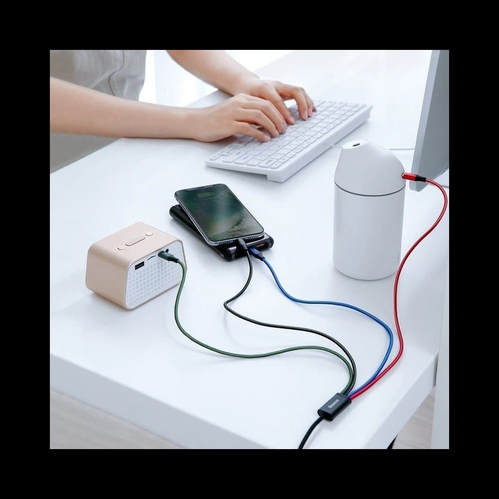 Cable USB Baseus Fast 4w1 USB-C / Lightning / 2x Micro 3,5A 1,2m Black - 5