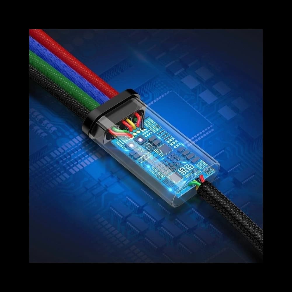 Cable USB Baseus Fast 4w1 USB-C / Lightning / 2x Micro 3,5A 1,2m Black - 8