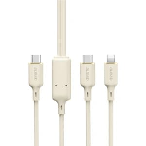 Kabel 2w1 Dudao L7SF USB-C / USB-C, Lightning 100W 1.2m beżowy