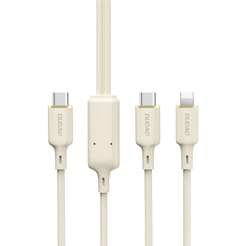 Kabel 2w1 Dudao L7SF USB-C / USB-C, Lightning 100W 1.2m beżowy - 1