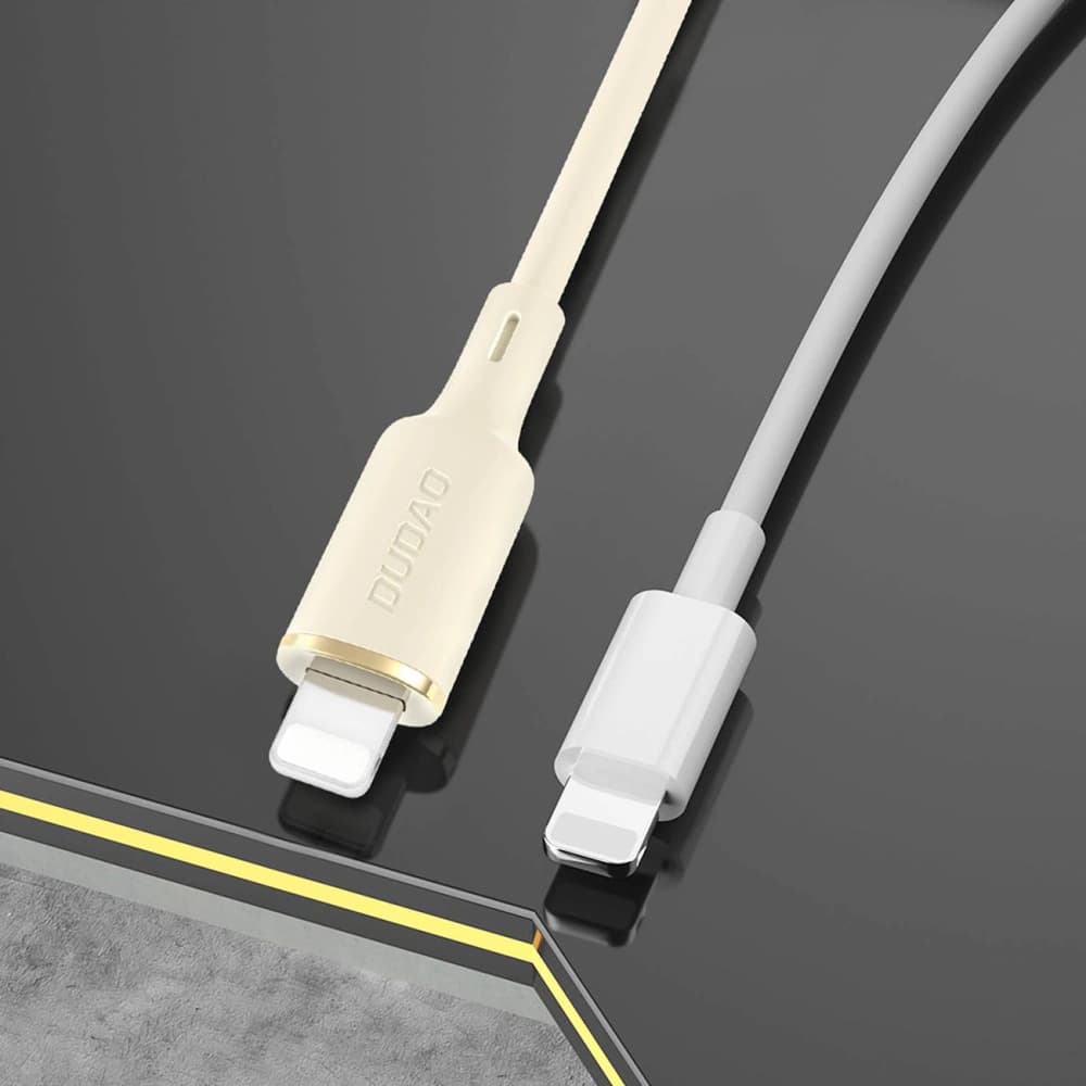 Kabel 2w1 Dudao L7SF USB-C / USB-C, Lightning 100W 1.2m beżowy - 7