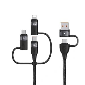 Kabel USAMS US-SJ645 U85 USB-A+USB-C/USB-C, Lightning, microUSB 6w1 1,2m 100W PD Fast Charge czarny/black