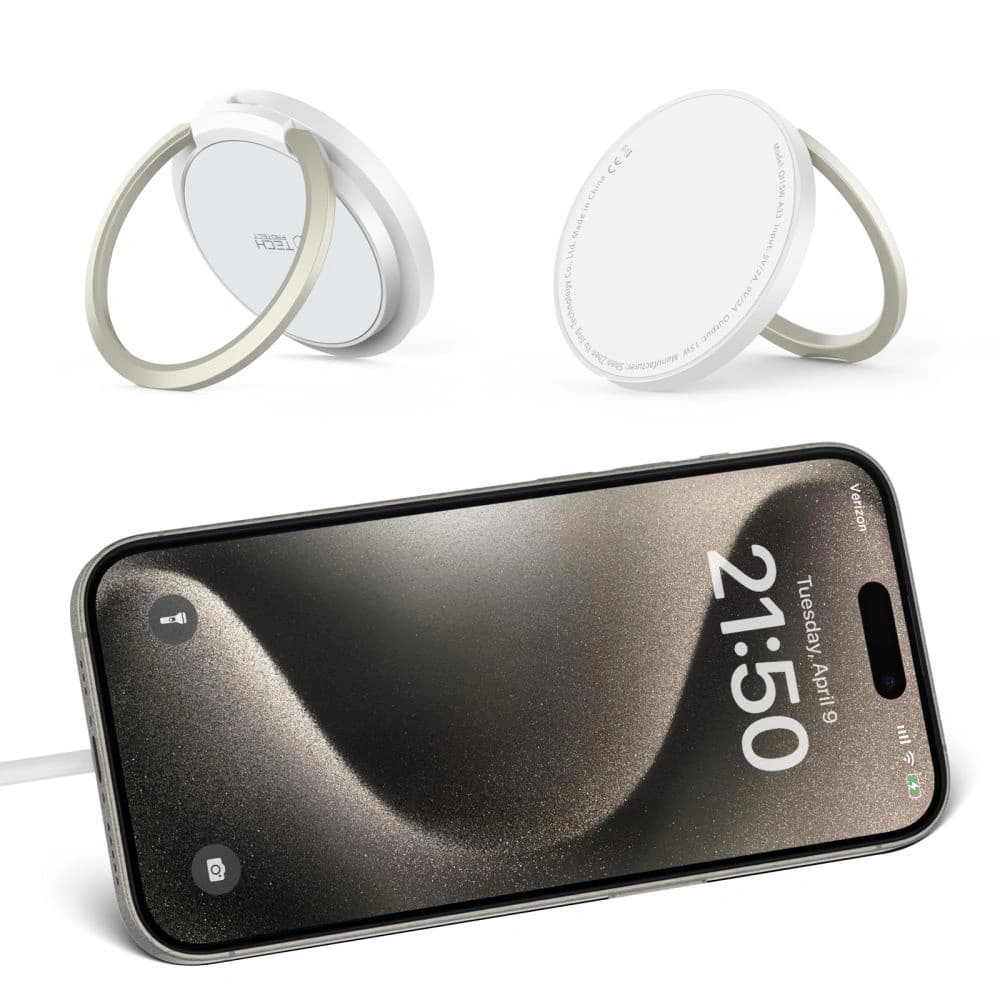 Kabelloses Ladegerät Tech-Protect QI15W-A33 Magnetisches MagSafe Wireless Charger Weiß - 5