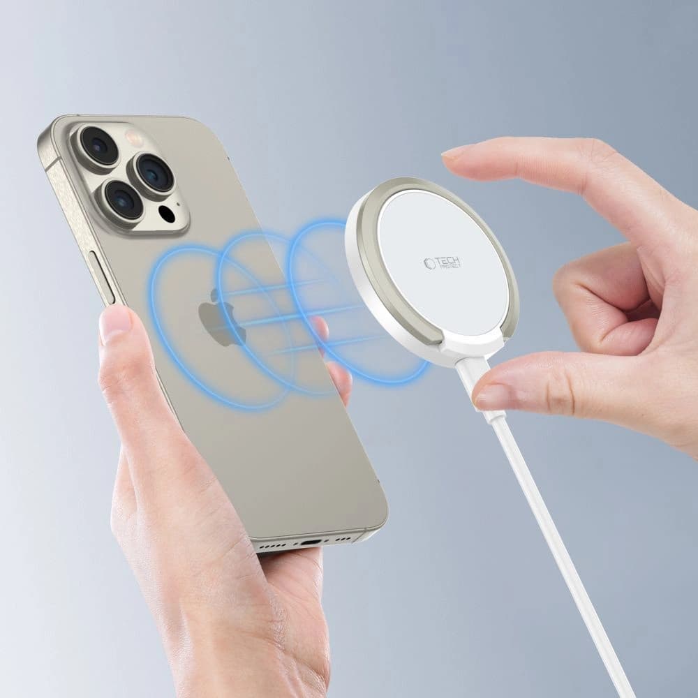 Kabelloses Ladegerät Tech-Protect QI15W-A33 Magnetisches MagSafe Wireless Charger Weiß - 6