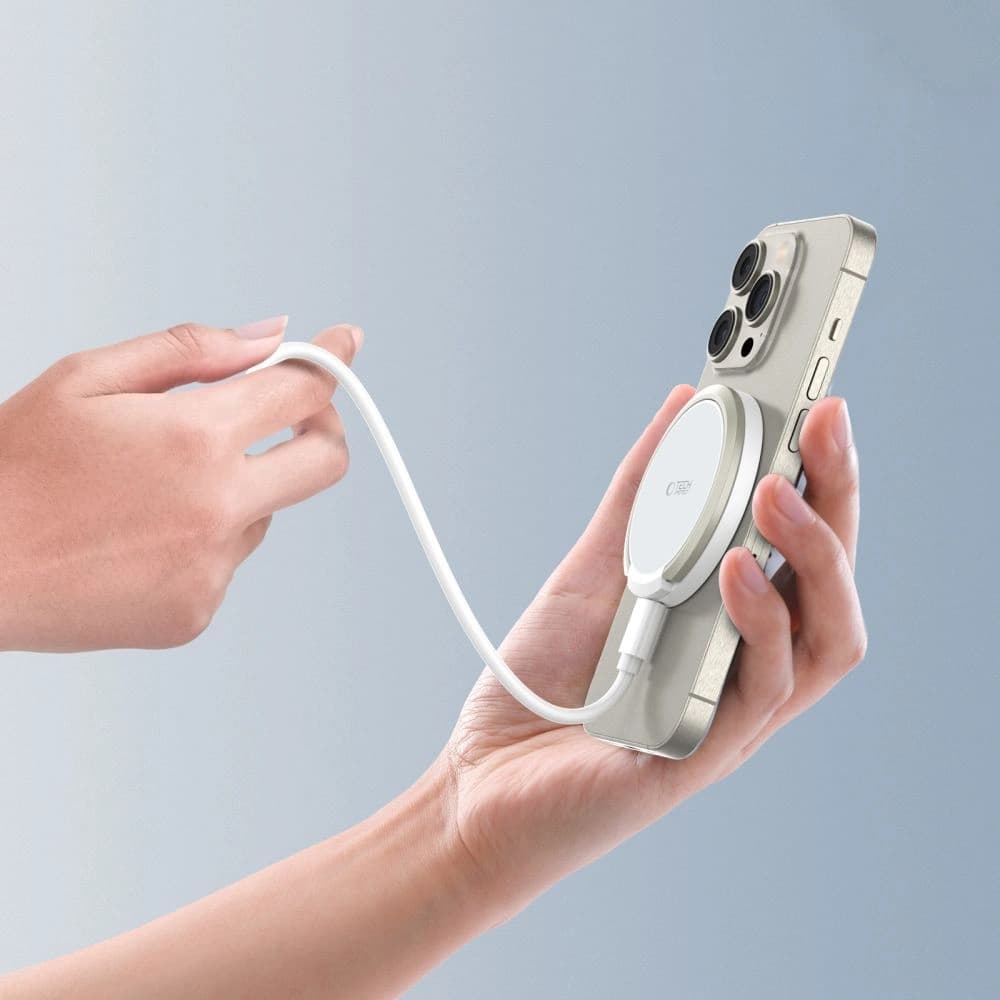 Kabelloses Ladegerät Tech-Protect QI15W-A33 Magnetisches MagSafe Wireless Charger Weiß - 7