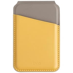UNIQ Lyden DS RFID magnetic wallet with stand function canary yellow-flint grey