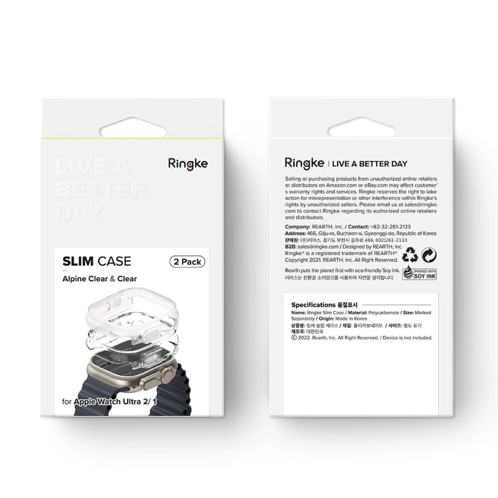 Case Ringke Slim Apple Watch Ultra 1/2 49mm Clear & Alpine Clear [2 PACK] - 11