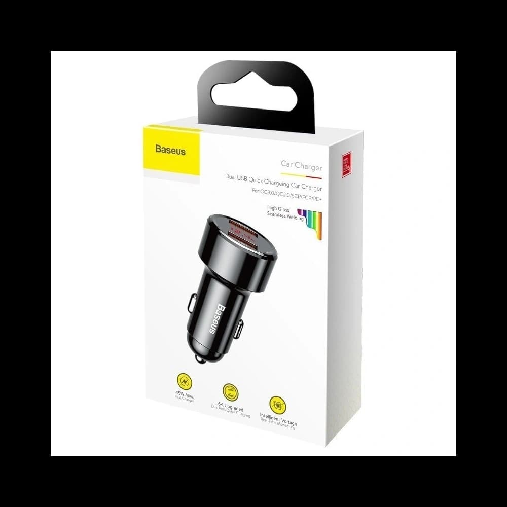 Încărcător auto Baseus Magic 2x USB QC 3.0 45W (negru) - 7