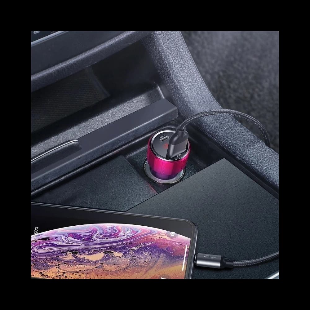 Încărcător auto Baseus Magic USB + USB-C QC 4.0 PD 45W (roșu-albastru) - 6