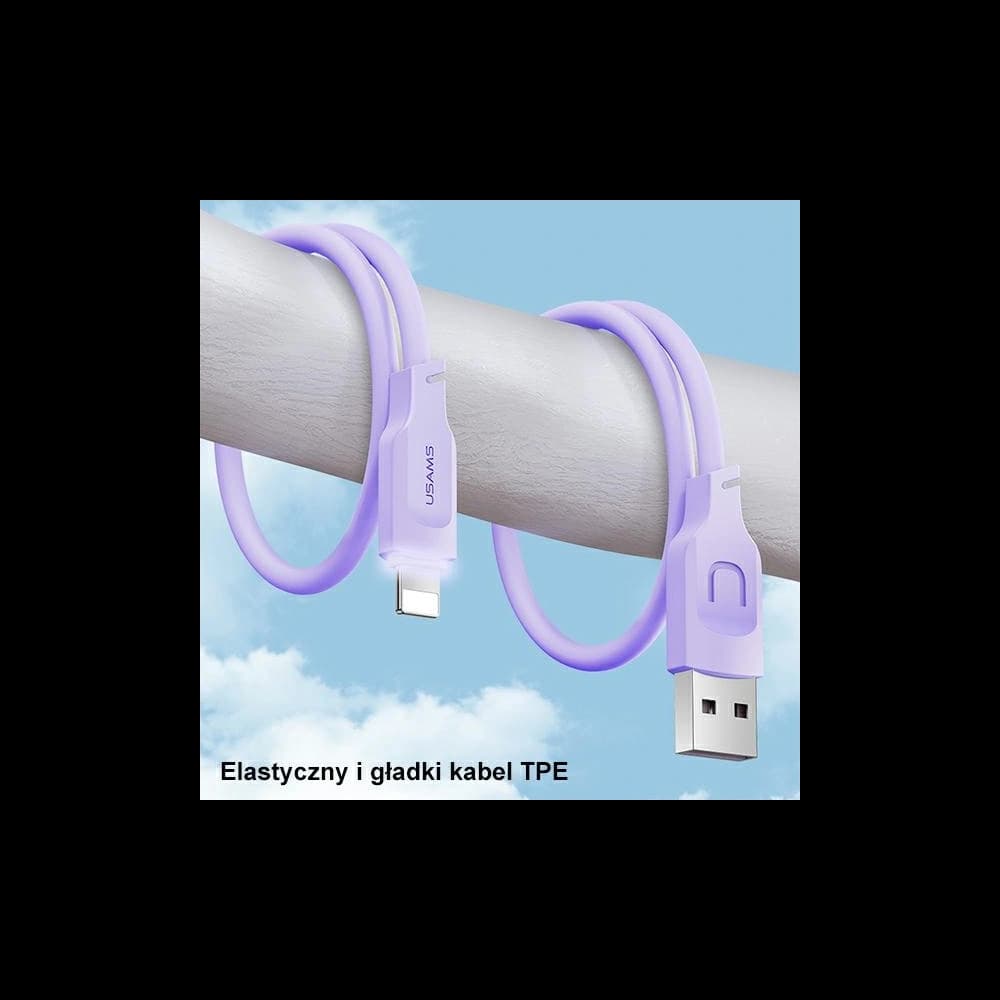 [OUTLET] USAMS Lithe Series Cable USB/Lightning Fast Charging 2,4A 1,2m purple (US-SJ565) - 3