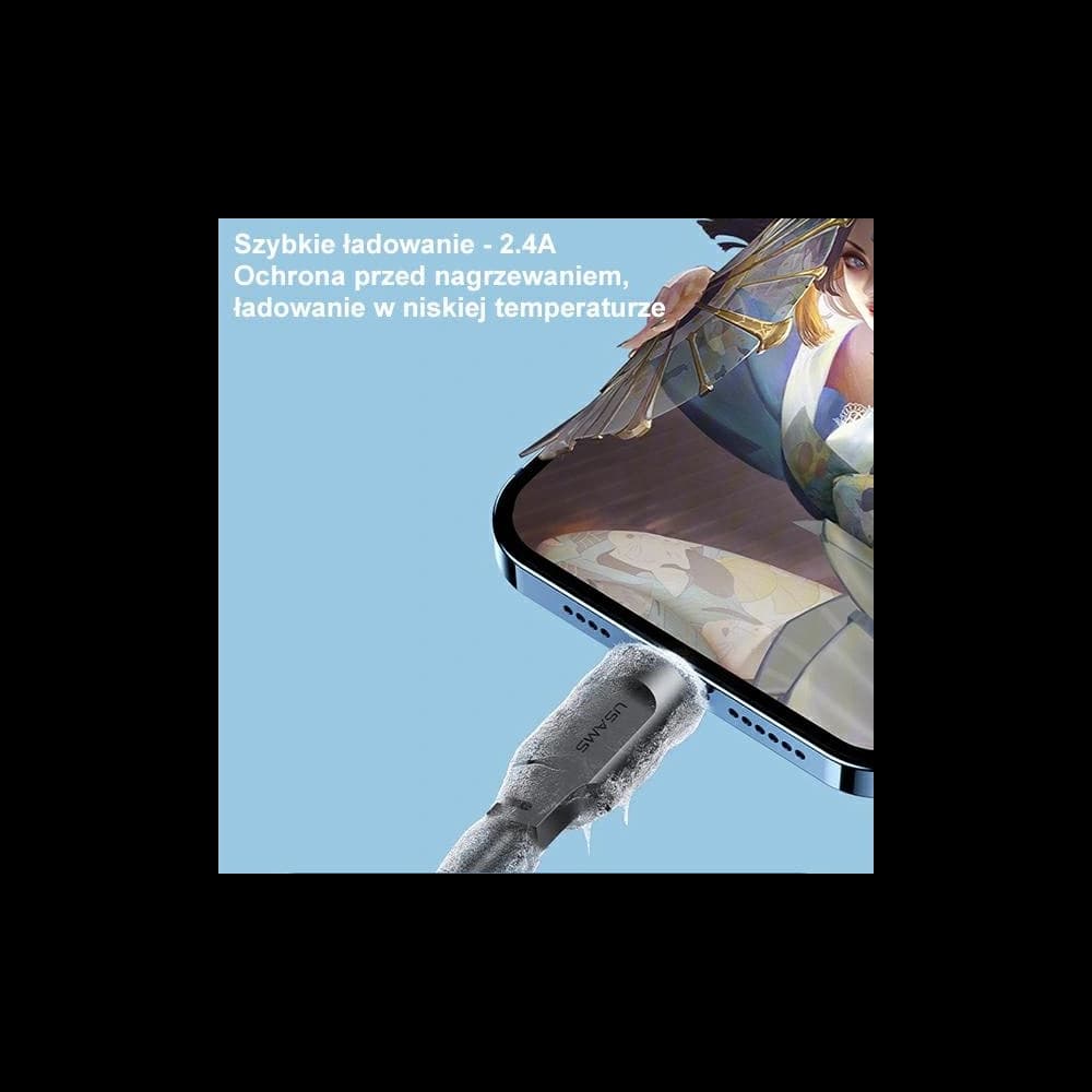 [OUTLET] USAMS Lithe Series Cable USB/Lightning Fast Charging 2,4A 1,2m purple (US-SJ565) - 5