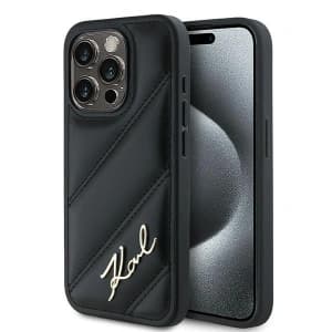 Karl Lagerfeld KLHCP13XPQDSMGK Apple iPhone 13 Pro Max hardcase Diagonal Quilted Script black