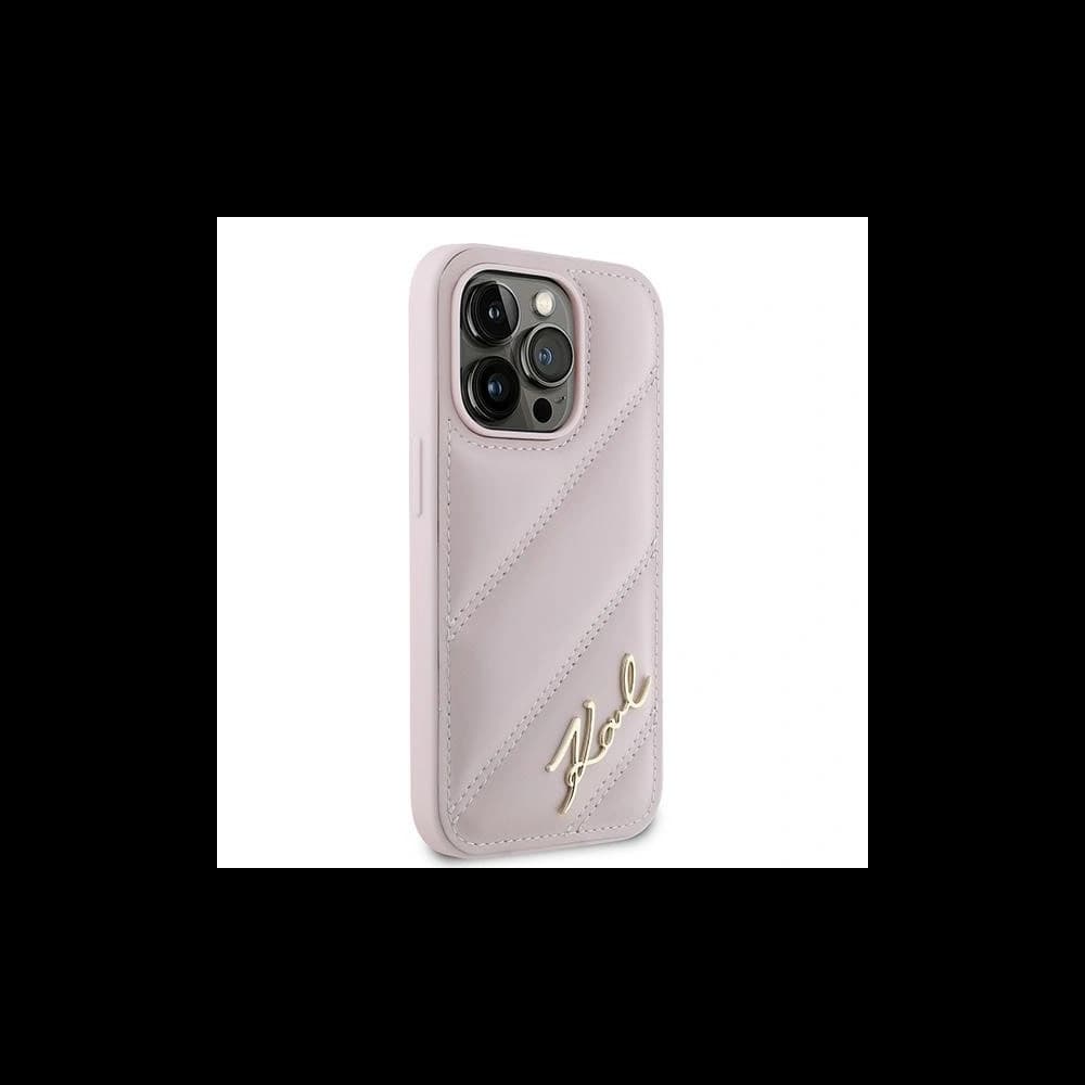 Case Karl Lagerfeld KLHCP14LPQDSMGP Apple iPhone 14 Pro Hardcase Diagonal Quilted Script rosa/pink - 4