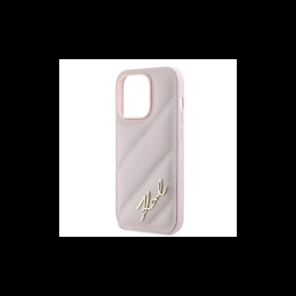 Case Karl Lagerfeld KLHCP14LPQDSMGP Apple iPhone 14 Pro Hardcase Diagonal Quilted Script rosa/pink - 6