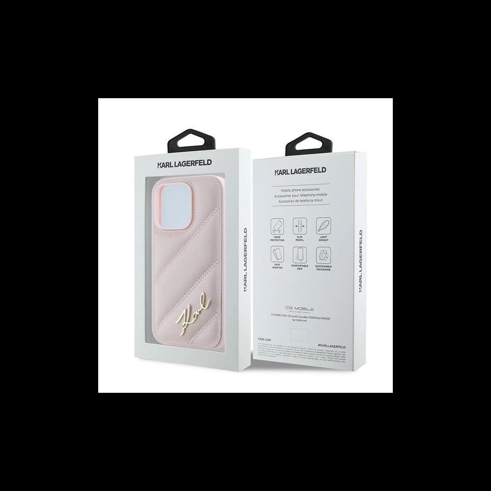 Case Karl Lagerfeld KLHCP14LPQDSMGP Apple iPhone 14 Pro Hardcase Diagonal Quilted Script rosa/pink - 8